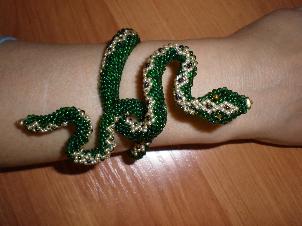 a snake made of beads